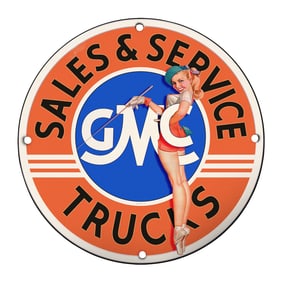 Rare 8" Unique Porcelain Sign - Vintage GWC Sales & Service Trucks - Collectible Art D?cor