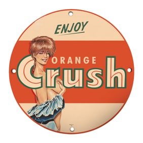 Unique 8" Porcelain Orange Crush Sign - Vintage Design for Collectors & Aficionados
