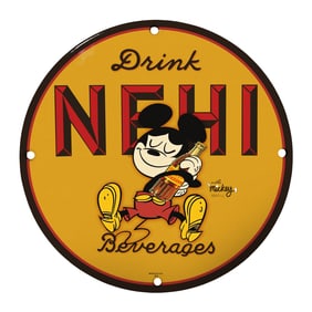 Collectible 8-inch Porcelain Sign - Rare NEHI Beverages Vintage Design with Mickey Mouse