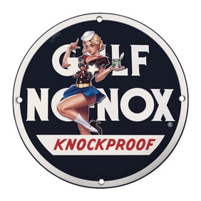 Rare Unique 8" Porcelain Sign Featuring Iconic Pin-Up Design ? Collectible Art for Bidders