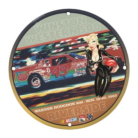 Rare 8" Vintage Porcelain Sign - Winston Western 500 Racing Collectible