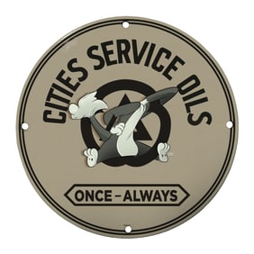 Rare Unique 8-Inch Porcelain Sign: Cities Service Oils - Iconic Vintage Design