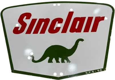 Classic Sinclair Porcelain Neon Skin Sign Featuring Iconic Dinosaur Design