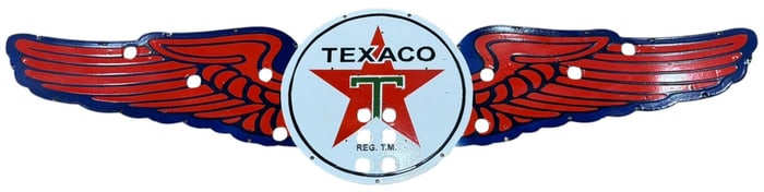 Texaco Porcelain Neon Skin Sign with Winged Star Design for Collectors