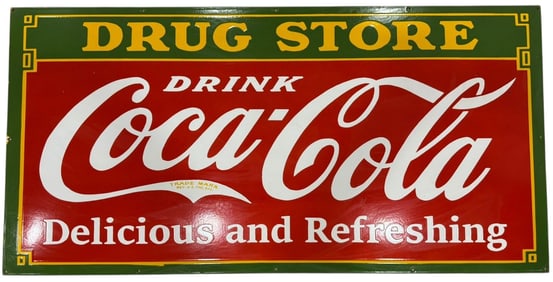Coca-Cola Drug Store Porcelain Neon Skin Sign for Vintage Charm