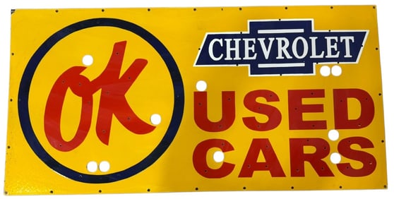 Vibrant Chevrolet OK Used Cars Porcelain Neon Skin Sign - Eye-Catching Design for Car Enthusiasts