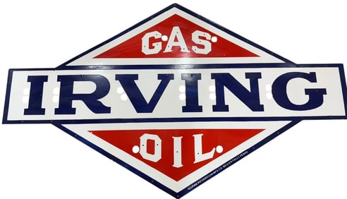 Irving Gas Oil Porcelain Neon Skin Sign ? Eye-Catching Retro Advertising Piece