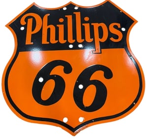 Vintage Phillips 66 Porcelain Neon Skin Sign for Gas Stations and Collectors