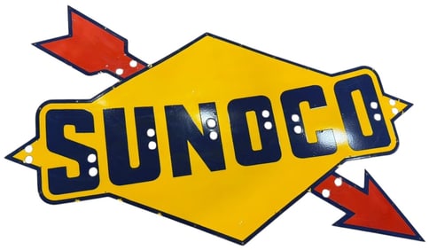 Vibrant Sunoco Porcelain Neon Skin Sign - Bright Yellow and Bold Design