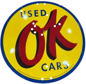 Vibrant Porcelain Neon Skin Sign for Used OK Cars