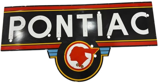 Vibrant Porcelain Pontiac Neon Skin Sign - Eye-Catching Automotive Collectible