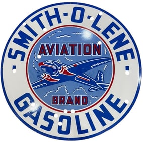 Smith-O-Lene Aviation Brand Gasoline Porcelain Neon Skin Sign - Captivating Decorative Art