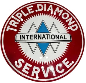 Triple Diamond International Service Porcelain Neon Skin Sign ? Vintage Automotive Decor