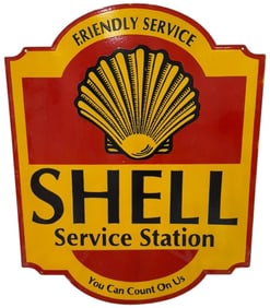 Iconic Shell Service Station Porcelain Neon Skin Sign - Friendly Service Theme