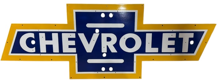 Classic Chevrolet Porcelain Neon Skin Sign - Iconic Blue and Yellow Design
