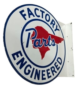 Vintage Porcelain Flange Sign - Factory Engineered Parts - Unique Collectible for Enthusiasts