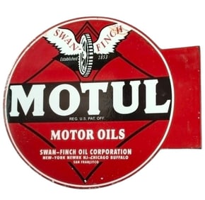 Vintage Porcelain Flange Sign for Motul Motor Oils - Swan-Finch Corporation