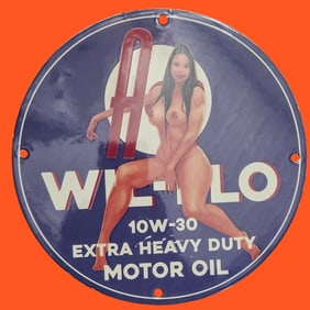Vintage Porcelain Sign - Wil-Tlo Extra Heavy Duty Motor Oil - Classic Automotive Decor
