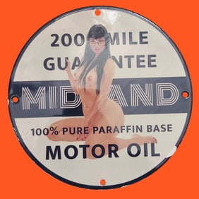 Vintage Porcelain Sign for Mid and Motor Oil - A Unique Collectible!