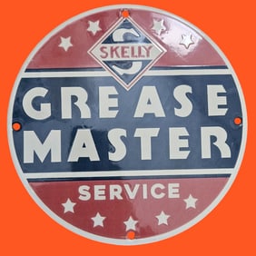 Vintage Skelly Grease Master Service Porcelain Sign ? A Collector?s Dream