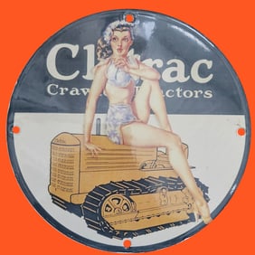 Vintage Cletrac Porcelain Sign: A Collector's Gem for Antique Enthusiasts