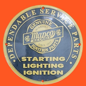 Vintage Mapco Porcelain Sign - Dependable Service Parts for Ignition Systems