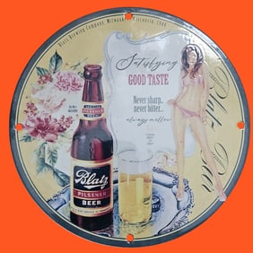 Vintage Blatz Pilsener Beer Porcelain Sign - Captivating Americana Collectible