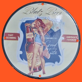 Vintage Blatz Beer Porcelain Sign - A Stunning Collectible for Beer Enthusiasts