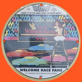 Porcelain 8 inch round Shell pin up girl Sign