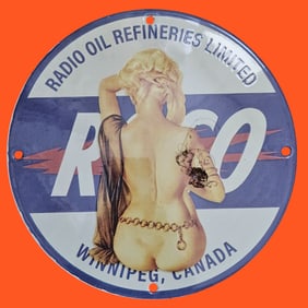 Vintage Radio Oil Refineries Limited Porcelain Sign - Unique Collectible Art Piece