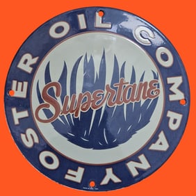 Unique Vintage Porcelain Sign: Superthane Oil Company Collectible