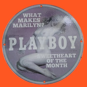 Vintage Playboy Porcelain Sign Featuring Marilyn Monroe - A Collectible Dream