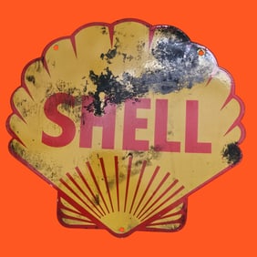 Vintage Shell Porcelain Sign - Iconic Automotive Memorabilia for Bidding