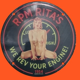 Vintage RPM Rita's Porcelain Sign ? Classic Americana Artwork for Collectors