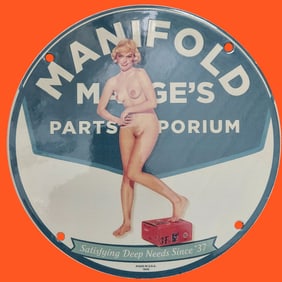 Vintage Coca-Cola Porcelain Sign Featuring Artistic Retro Design