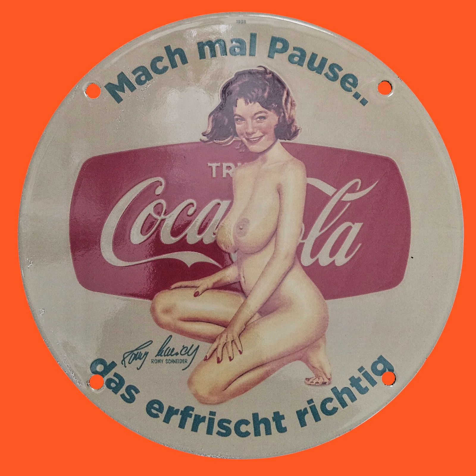 Vintage Oil Can Annie's Porcelain Sign - Unique Collector's Item from 1936 (1 of 2)