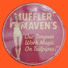 Authentic 1935 Sparky's Points & Condensers Porcelain Sign - Classic Auto Memorabilia