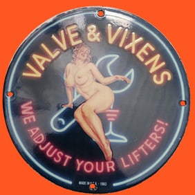 Vintage Overdrive Ollie's Porcelain Sign - Classic Auto Racing Memorabilia