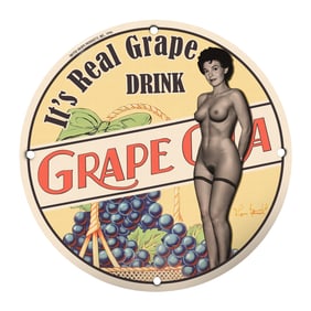 Vintage 1946 Porcelain Sign: Real Grape Drink - Unique Decor for Collectors