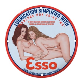 Vintage 8-Inch Porcelain Esso Sign - Lubrication Simplified for Collectors