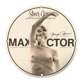 Vintage 1961 Max Factor Porcelain Sign Featuring Marilyn Monroe - 8 Inch Decor