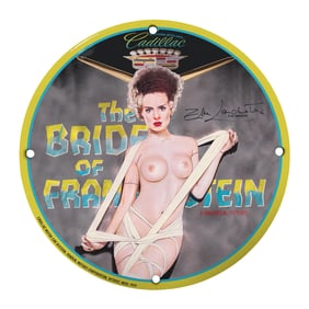 Rare 8" Porcelain Sign - The Bride of Frankenstein - Vintage Cadillac Memorabilia