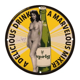 Vintage 1956 Porcelain Sign: 'A Delicious Drink - A Marvelous Mixer' - Collectible Decor