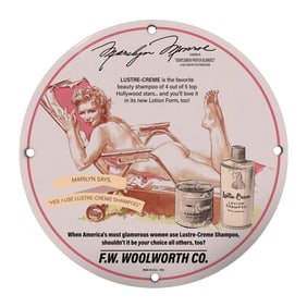 Iconic Marilyn Monroe 8-Inch Porcelain Sign - Lustre-Creme Shampoo Advertisement