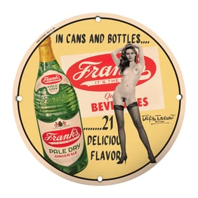 Vintage Frank's Pale Dry Ginger Ale Porcelain Sign - Collectible Advertising Art