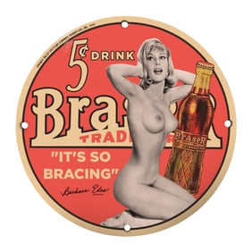 Vintage 8-Inch Porcelain Sign for Braser Soda - Eye-Catching Decor for Collectors