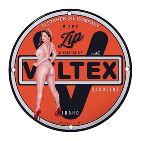 Vintage 8-Inch Porcelain Sign Featuring Wiltex Gasoline - Unique Collectible