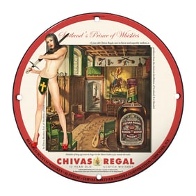 Chivas Regal 12 Year Old Porcelain Sign - Vintage Scottish Whiskey Decor