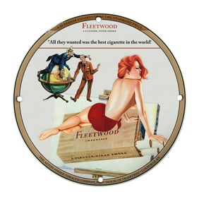Vintage 8 Inch Fleetwood Porcelain Sign - A Clean, Finer Smoke for Collectors