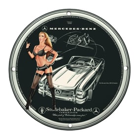 Vintage Studebaker-Packard 8-Inch Porcelain Sign: Classic Mercedes-Benz Art